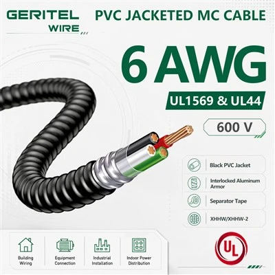 Cable MC de 6 AWG XHHW/XHHW-2 per a la distribució de serveis industrials de càrrega mitjana